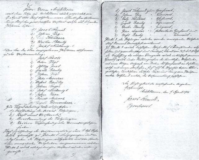 Handschriftliches Gründungsprotokoll des TV 1905 Mülheim
